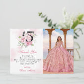 15歳の誕生日 クイーンセニョーラ フラワー感謝カード 招待状 (スタンド正面)