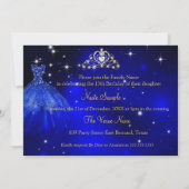 15歳の誕生日 クイーンセニョーラ 青いドレス 王冠 馬車 招待状 (裏面)