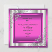 15歳の誕生日 ケーキ クイーン ティアラ  エッフェル塔 ピンク シルバー 招待状 (裏面)