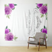 15歳の誕生日 シルバー ティアラ 紫の花の背景 タペストリー (インサイチュ(横))