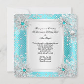 15歳の誕生日 ティールブルーのウィンターワンダーランド 招待状 (裏面)