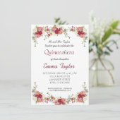 15歳の誕生日 バーガンディー ピオニー 花の誕生日 招待状 (スタンド正面)