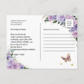 15歳の誕生日 パープル ライラック ローズ フラワーズ ゴールド プリンセス 案内ポストカード (裏面)