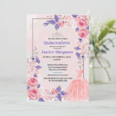 15歳の誕生日 ピンクとパープルのバラの招待状 招待状 (スタンド正面)