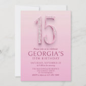 15歳の誕生日 ピンクダイヤモンド 招待状 (正面)