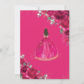 15歳の誕生日 プリンセスドレス キュンカニアエラ フューシャピンク 花 招待状 (裏面)