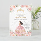 15歳の誕生日 プリンセス ピンクのお花の女王 招待状 (スタンド正面)