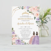 15歳の誕生日 リラックマ ブルッシュ フラワーローズゴールド ツインズ 招待状 (スタンド正面)