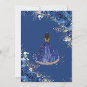 15歳の誕生日　ロイヤルブルーの花のブラウンの女の子 招待状 (裏面)