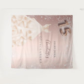 15歳の誕生日 ローズゴールド シルバー グリッター ダスト ドレス タペストリー (正面(横))