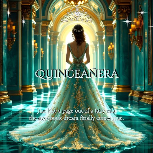 15歳の誕生日 宮殿 アクア ティール 翡翠 クイーンズエニエラ 招待状