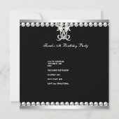 15歳の誕生日 王冠 ドレス 黒 銀色 白 招待状 (裏面)