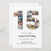 15歳の誕生日　番号15　カスタム写真コラージュ 招待状 (正面/裏面)