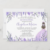 15歳の誕生日 紫色のライラックの花のプリンセス 招待状 (正面)