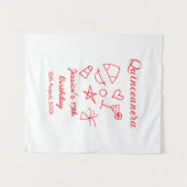 15歳の誕生日 赤いビーチパーティーの木の下で太陽を浴びて タペストリー (正面(横))