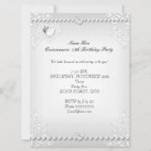 15歳の誕生日 銀 白 ハート3 クイーンセニョーラ 招待状 (裏面)