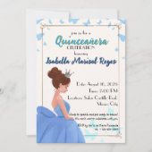 15歳の誕生日 青いエレガントプリンセス招待状 招待状 (正面)