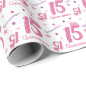 15歳クインセアニラ誕生日ピンククラウン ラッピングペーパー (ロールコーナー)