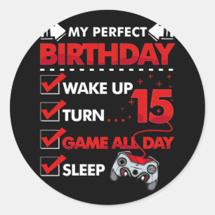 15歳ゲーマーボーイ15th完璧な誕生日ゲーム ラウンドシール