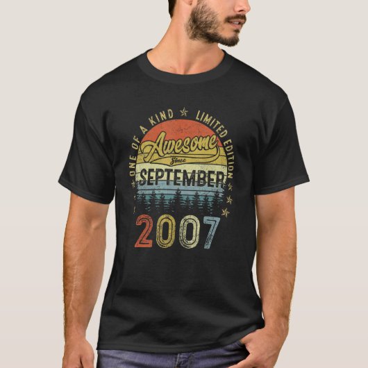 15歳ヴィンテージ2007年9月15誕生日 Tシャツ (正面)