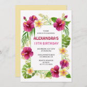 15歳招待状熱帯パーティールアウ(ハワイ式宴会)ピンク 招待状 (正面/裏面)