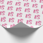 15歳誕生日1510代のピンククラウン ラッピングペーパー (角)