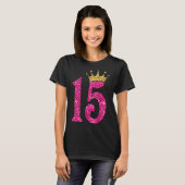 15歳15誕生日女王冠ピンク Tシャツ (正面フル)