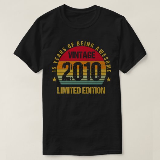 15歳2010年15月ヴィンテージ15誕生日 Tシャツ (デザイン正面)