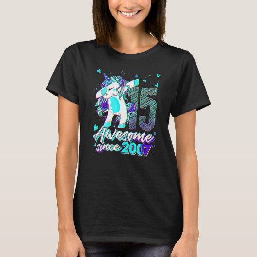 15歳 ユニコーン ダビング 15歳の誕生日 ユニコーン Tシャツ (正面)