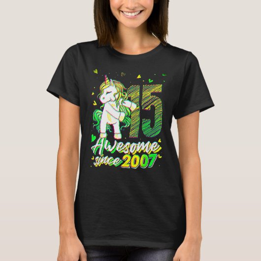 15歳 ユニコーン フロッシング 15歳の誕生日 ユニコーン Tシャツ (正面)