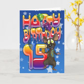 15番目の誕生日カード、ハッピーバースデー カード (黄色い花)