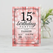 15番目の誕生日招待状レッドグリッター 招待状 (スタンド正面)