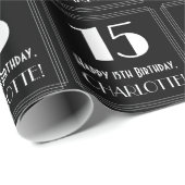 15番目の誕生日-インスパイアアールデコの検索"15"、名前 ラッピングペーパー (ロールコーナー)