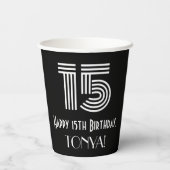 15番目の誕生日:インスパイアアールデコの検索「15」 +名前 紙コップ (裏面)