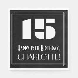 15番目の誕生日:インスパイアアールデコ検索"15" +名前 スタンダードランチョンナプキン