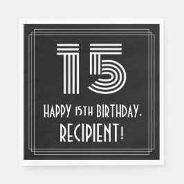 15番目の誕生日:インスパイアアールデコ検索"15" +名前 スタンダードランチョンナプキン