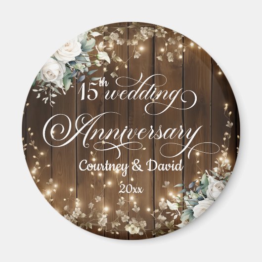 15結婚周年記念素朴文字列愛護 マグネット (正面)