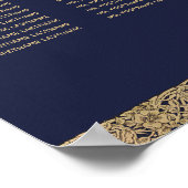 15表ネイビーエレガントル・ブルー金ゴールドの座席表 ポスター (角)