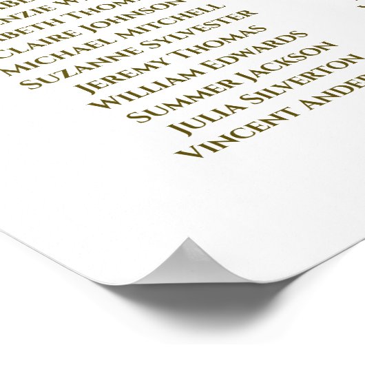 15表(白と金ゴールド)の結婚座席表 ポスター (角)