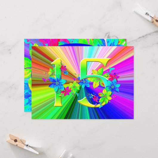 15誕生日に咲く虹の花 カード (正面/裏面インサイチュ)