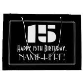 15誕生日インスパイア～アールデコルック"15" +名前 ラージペーパーバッグ (裏面)