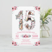 15誕生日ガール写真コラージピンクフラワーホワイト 招待状 (スタンド正面)