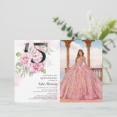 15誕生日キンセアニェラ素朴フローラ写真 招待状 (スタンド正面)