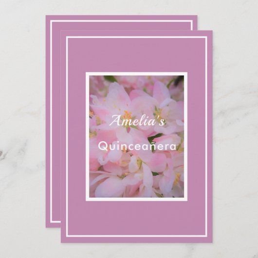 15誕生日キンセアニラさくらんぼ花写真 招待状 (正面/裏面)