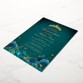 15誕生日ティール（緑がかった色）フローラ蝶キンセアニェラ 箔招待状 (回転した状態)