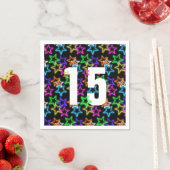 15誕生日ネオンスターズオンブラック スタンダードカクテルナプキン (インサイチュ)