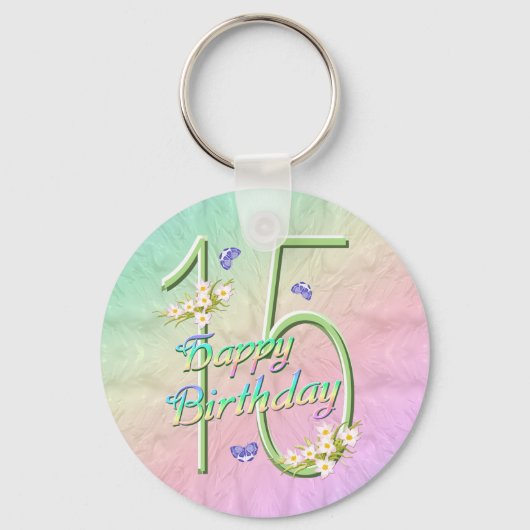 15誕生日バタフライガーデンキーチェーン キーホルダー (正面)