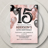 15誕生日バラ金ゴールドバルーン招待状 招待状