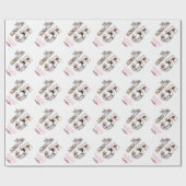 15誕生日フォトガールコラージピンクフラワーホワイト ラッピングペーパー (フラット)