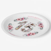 15誕生日フォトコラージガールピンク花白 ペーパープレート (アングル)